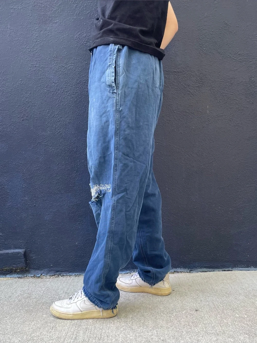 Baggy blue The North Face 100% cotton belted pants men’s large